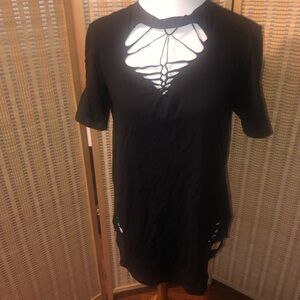 H&M Bodycon Basic Tee-Shirt Dress Women's S Lattice Front Dress